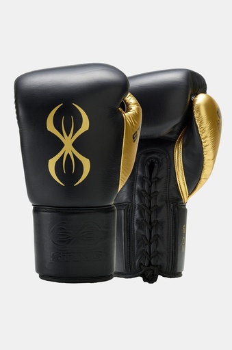 Schwarz/Gold Evolution Pro Wettkampfhandschuhe - Schnürung
